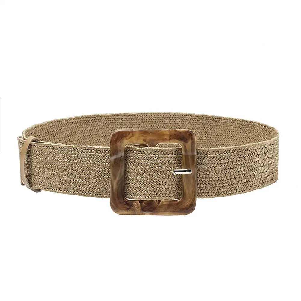 31.50-39.37in Women Knitted Belt Woven Stretch Elastic Straw Belt Dress Waist Band Expandable Stretch Belts Webbing Strap