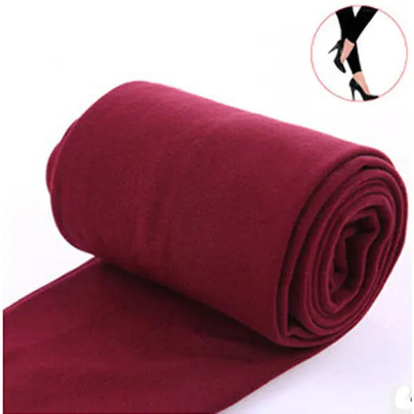 2023 Autumn Winter Woman Thick Warm Leggings Candy Color Brushed Charcoal Stretch Thermal Fleece Pants Trample Feet Leggings