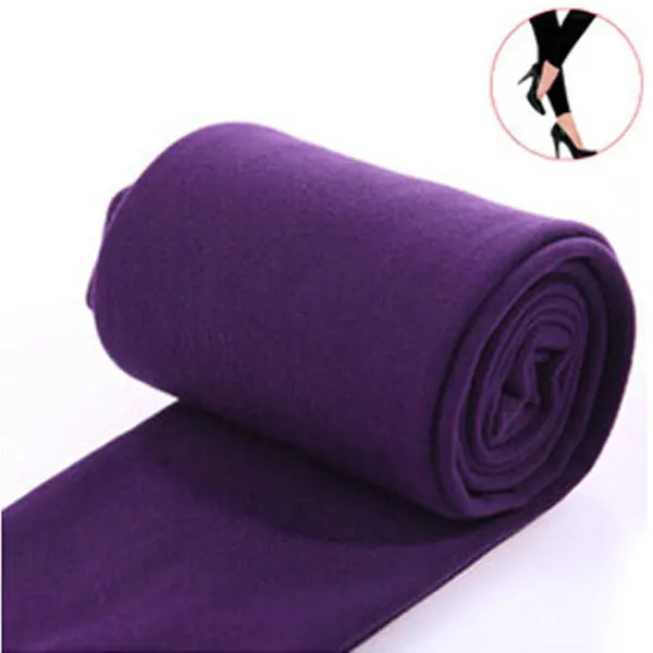 2023 Autumn Winter Woman Thick Warm Leggings Candy Color Brushed Charcoal Stretch Thermal Fleece Pants Trample Feet Leggings