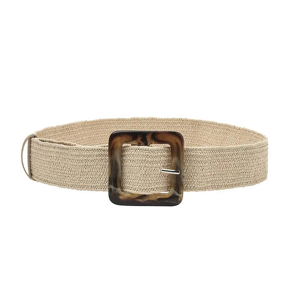 31.50-39.37in Women Knitted Belt Woven Stretch Elastic Straw Belt Dress Waist Band Expandable Stretch Belts Webbing Strap