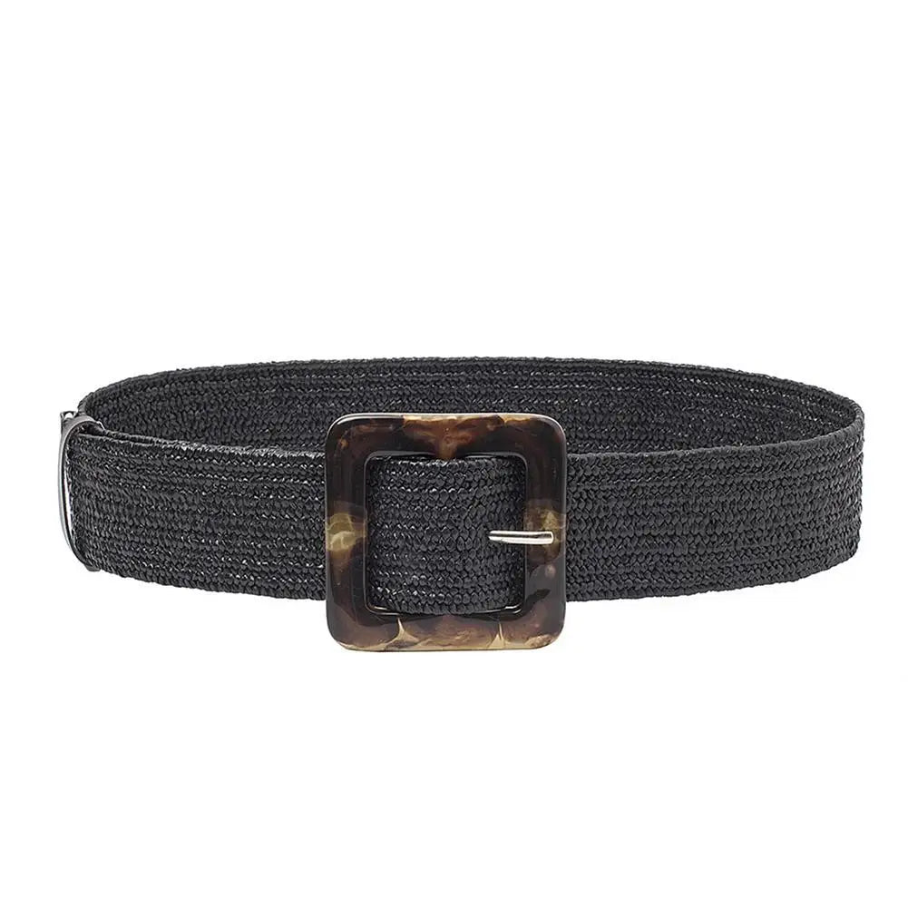 31.50-39.37in Women Knitted Belt Woven Stretch Elastic Straw Belt Dress Waist Band Expandable Stretch Belts Webbing Strap