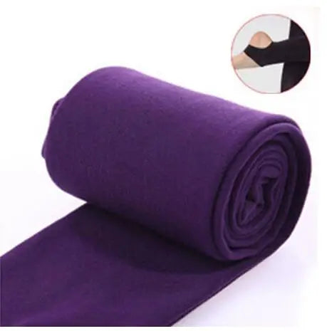 2023 Autumn Winter Woman Thick Warm Leggings Candy Color Brushed Charcoal Stretch Thermal Fleece Pants Trample Feet Leggings