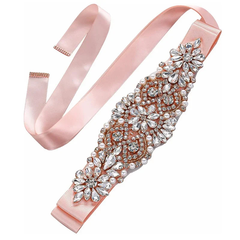 JLZXSY Handmade Pearl Rhinestone Belt Bridesmaid Bridal Sash Belts for Wedding Dresses Designer Crystal Belts