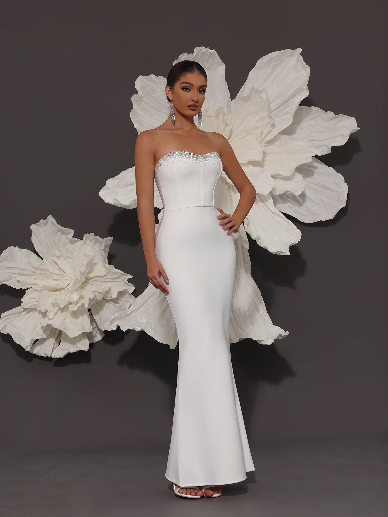 White Bandage Dress Luxury 2024 Bandage Dresses Woman High Quality Elegant Fashionable Dress Cocktail Party Evening Dress