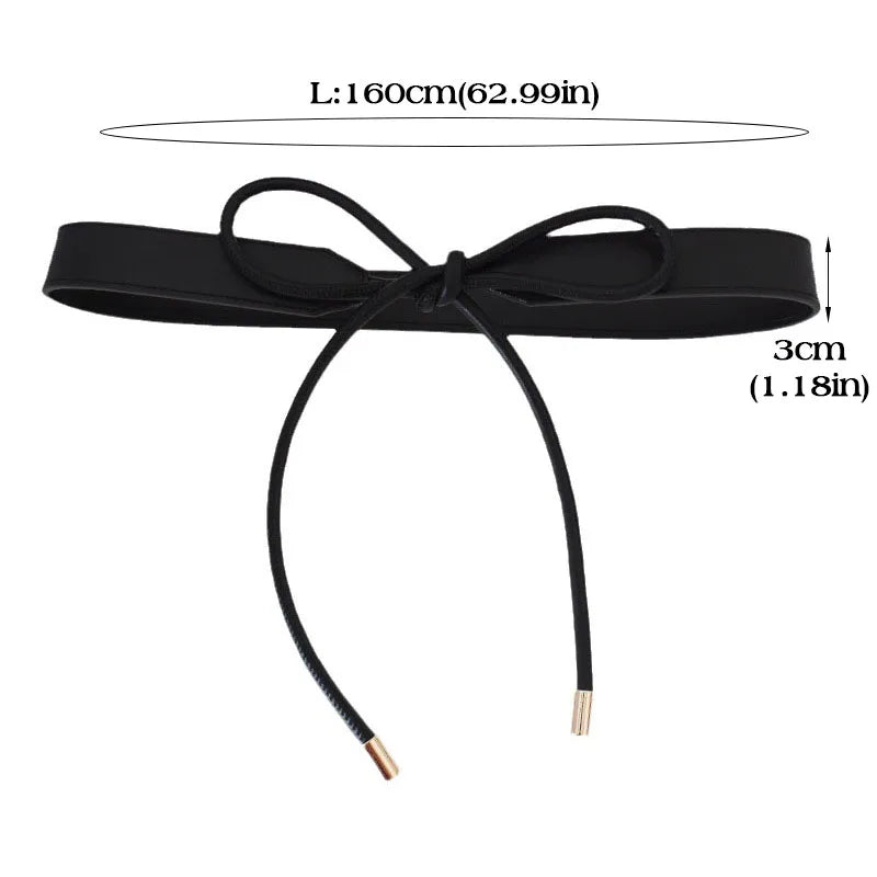 Knotted Belt for Women Korean Bow PU Leather Lace-up Waist Belts Female Sweater Dress Coat Adjustable Decoration Waistband