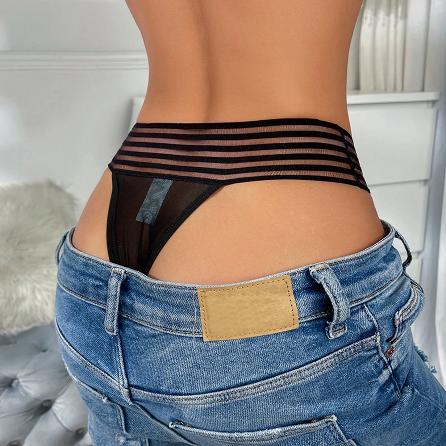 Sexy Lingerie For Women'S Panties High Waist Underwear Seamless Thong Mesh High Side Belt Sexy Seamless Underwear Woman Clothing