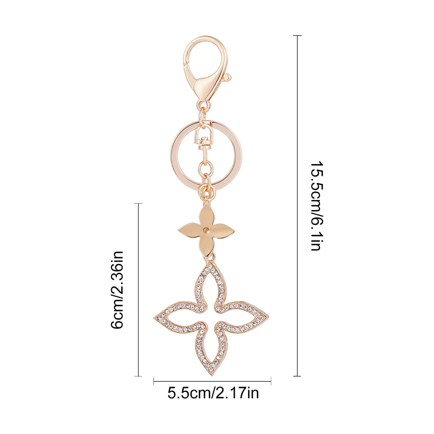 Love Clover Creative Gift Key Chain Alloy Rhinestone Key Chain Bag Pendant Women Handbag Charm Car Accessories Small Gift
