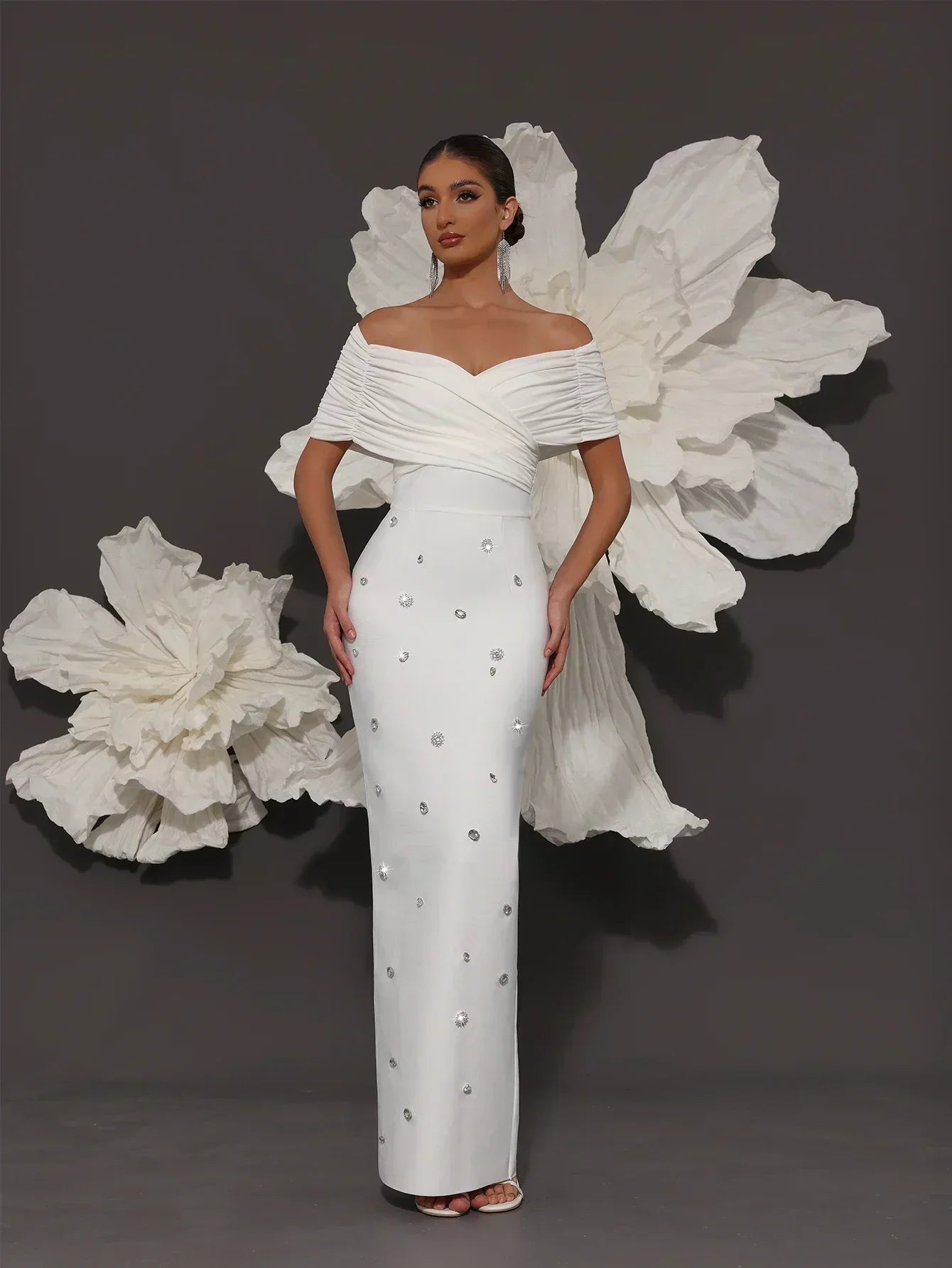 White Bandage Dress Luxury 2025 High Quality Bandage Dresses Elegant Party Dresses Woman Hem Slit Fashionable Evening Dress