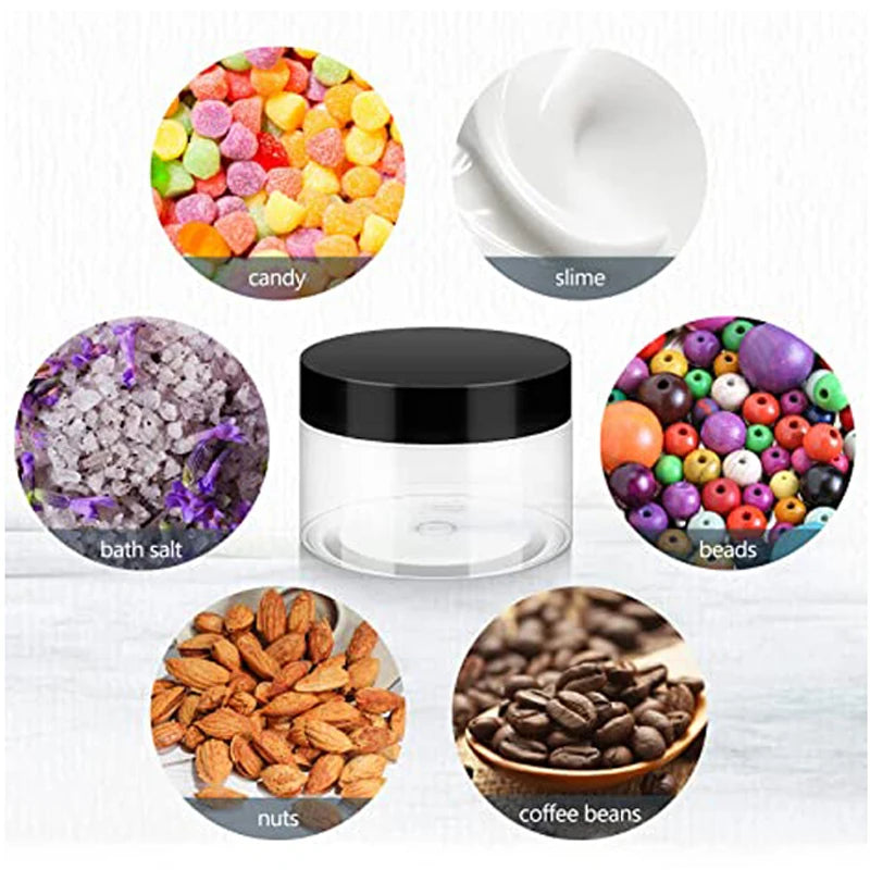 10Pcs Empty 2/3/5/10/15/20g Small Clear Plastic Cosmetic Jars w/ Lids Mini Travel Make Up Pots Container For Face Cream Lip Balm