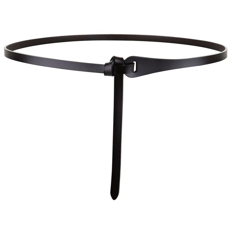 Luxury Women Knotted Thin Belts Cow Genuine Leather Fashion Design Strap Female Quality Waist belt For Skirt