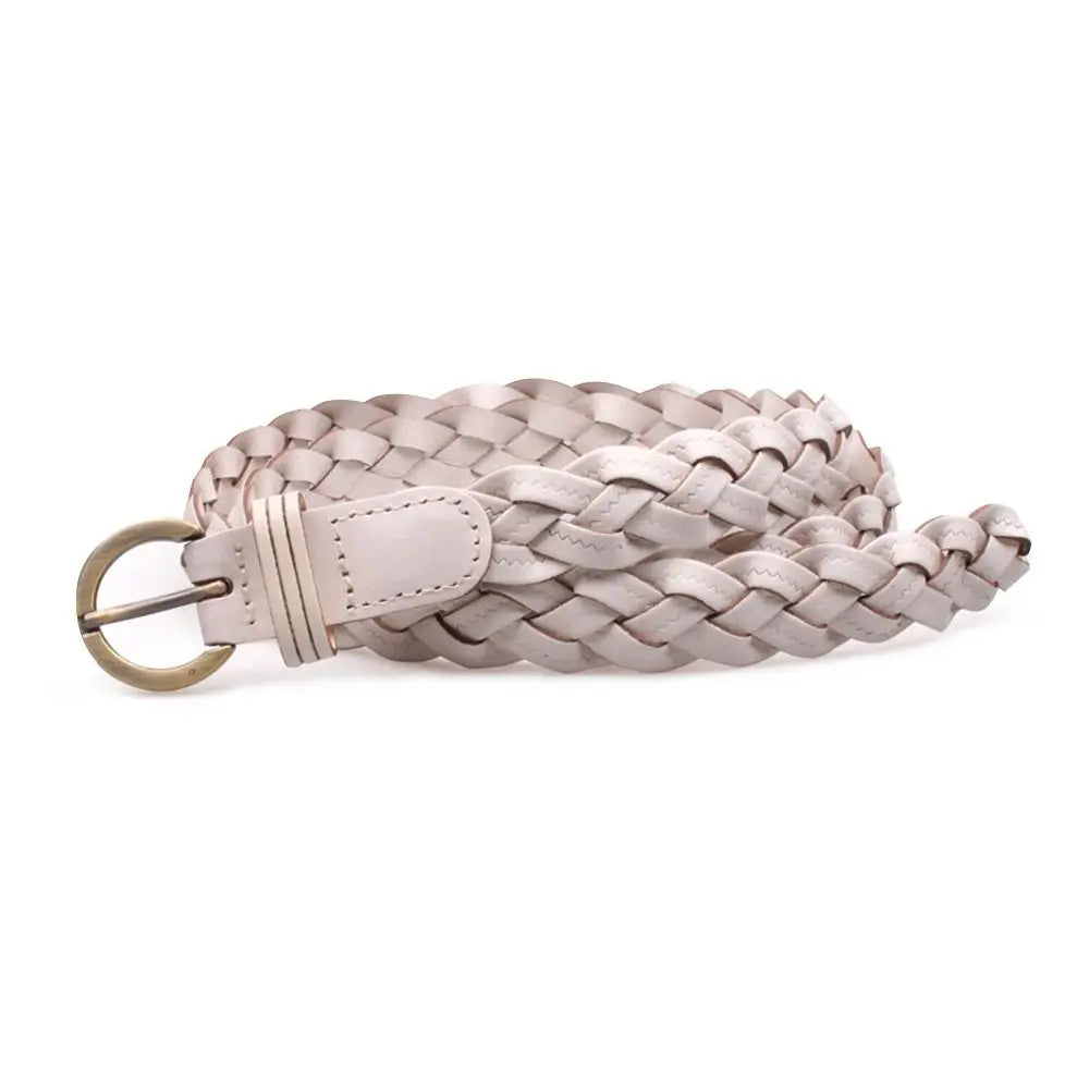 Vintage Female Casual Cowhide Braided Belt Pin Buckle Waistband Weave Waist Band Ladies Dress Leather Belt for Women Strap