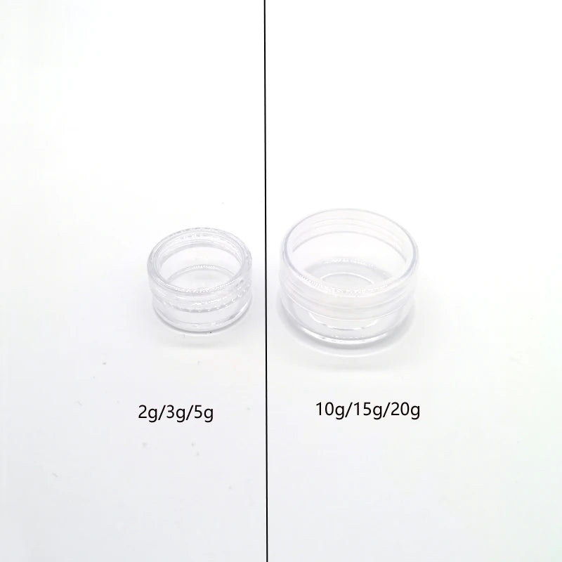10Pcs Empty 2/3/5/10/15/20g Small Clear Plastic Cosmetic Jars w/ Lids Mini Travel Make Up Pots Container For Face Cream Lip Balm