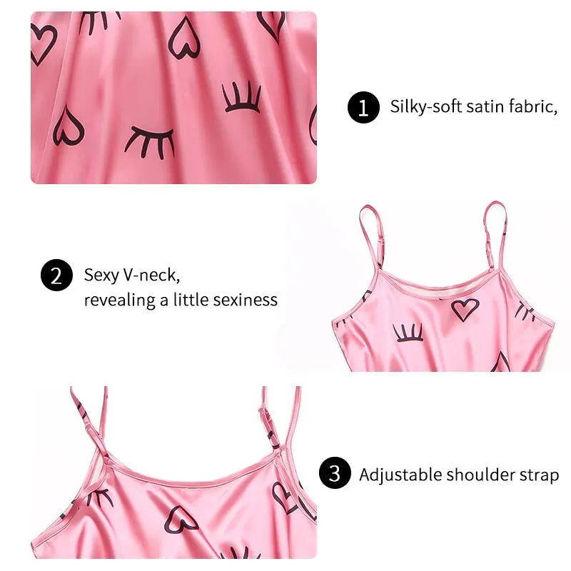 Women's Sexy Lingerie Babydoll Nightdress Sleepwear Underwear Dress Pajamas Print Sleeveless Nightwear Nighties Pijama Chemise