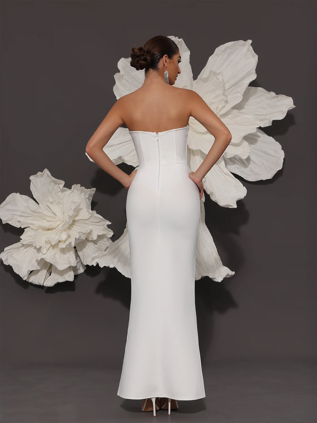 White Bandage Dress Luxury 2024 Bandage Dresses Woman High Quality Elegant Fashionable Dress Cocktail Party Evening Dress