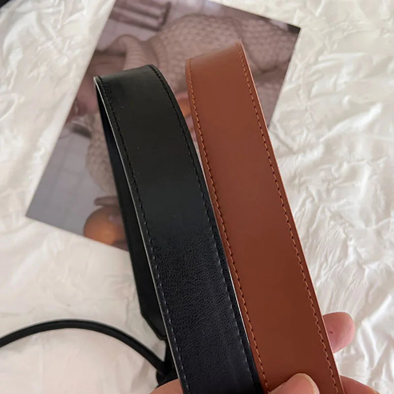 Knotted Belt for Women Korean Bow PU Leather Lace-up Waist Belts Female Sweater Dress Coat Adjustable Decoration Waistband