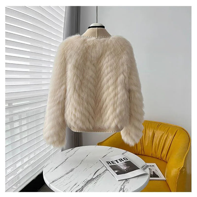Autumn Winter 2024 New Style Resemble Furs Fur Coat Female Short Paragraph Double-Sided Tweed Mao Mao Collar Fashion Cardigan