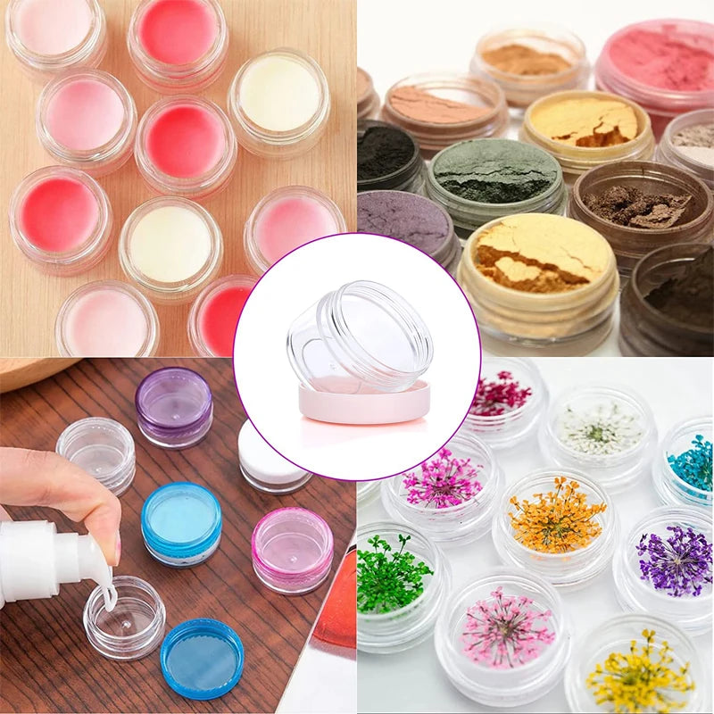 10Pcs Empty 2/3/5/10/15/20g Small Clear Plastic Cosmetic Jars w/ Lids Mini Travel Make Up Pots Container For Face Cream Lip Balm