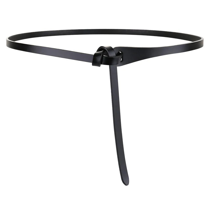 Luxury Women Knotted Thin Belts Cow Genuine Leather Fashion Design Strap Female Quality Waist belt For Skirt