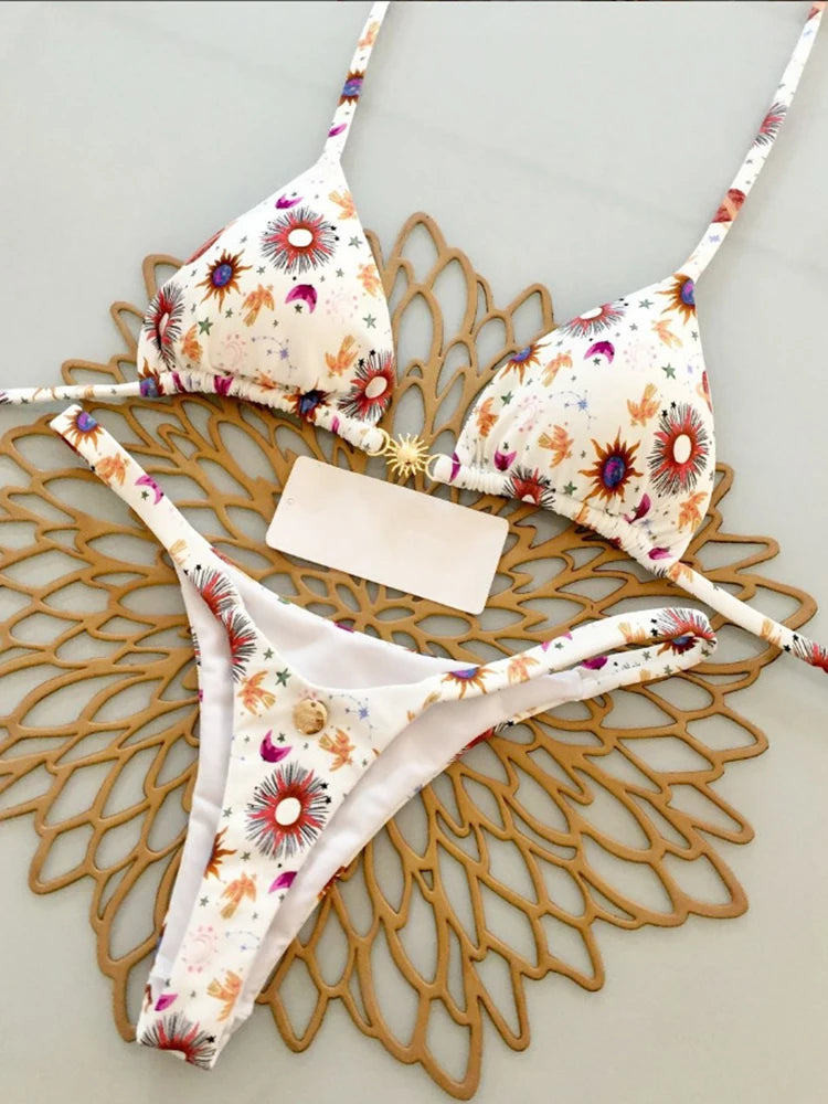 OIINAA Bikini Set Women Swimsuit Two-Piece Chic Cheetah Print Female Sexy Swimwear Lace Up Bathing Summer 2025 Fashion Beachwear