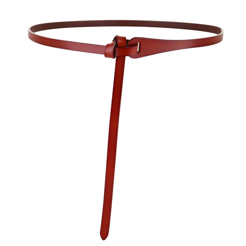 Luxury Women Knotted Thin Belts Cow Genuine Leather Fashion Design Strap Female Quality Waist belt For Skirt