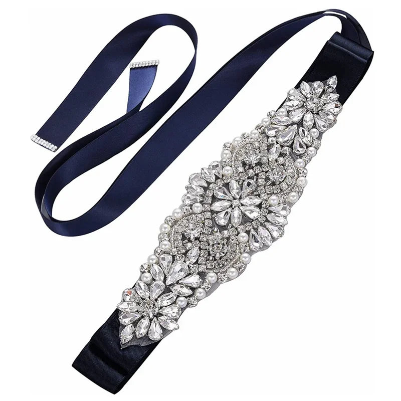 JLZXSY Handmade Pearl Rhinestone Belt Bridesmaid Bridal Sash Belts for Wedding Dresses Designer Crystal Belts