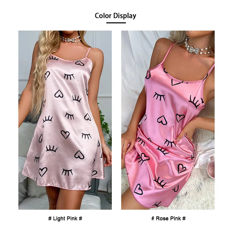 Women's Sexy Lingerie Babydoll Nightdress Sleepwear Underwear Dress Pajamas Print Sleeveless Nightwear Nighties Pijama Chemise