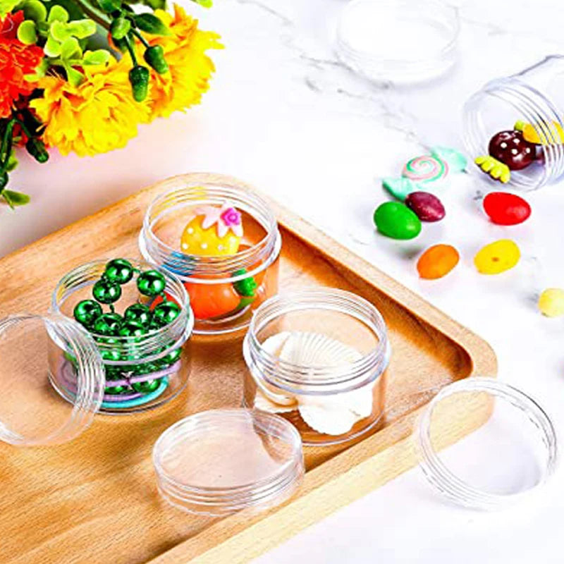 10Pcs Empty 2/3/5/10/15/20g Small Clear Plastic Cosmetic Jars w/ Lids Mini Travel Make Up Pots Container For Face Cream Lip Balm