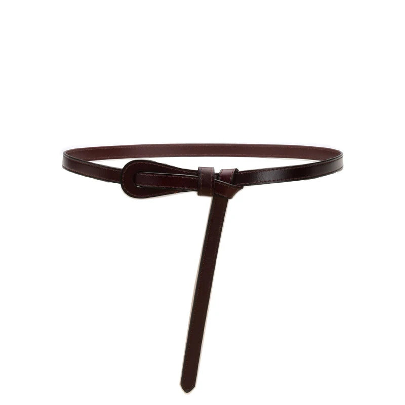 Women's Cowhide Leather Thin Waistband Non-perforated Design Decorative Belt Dress Versatile Two-layer Leather Women's Belt