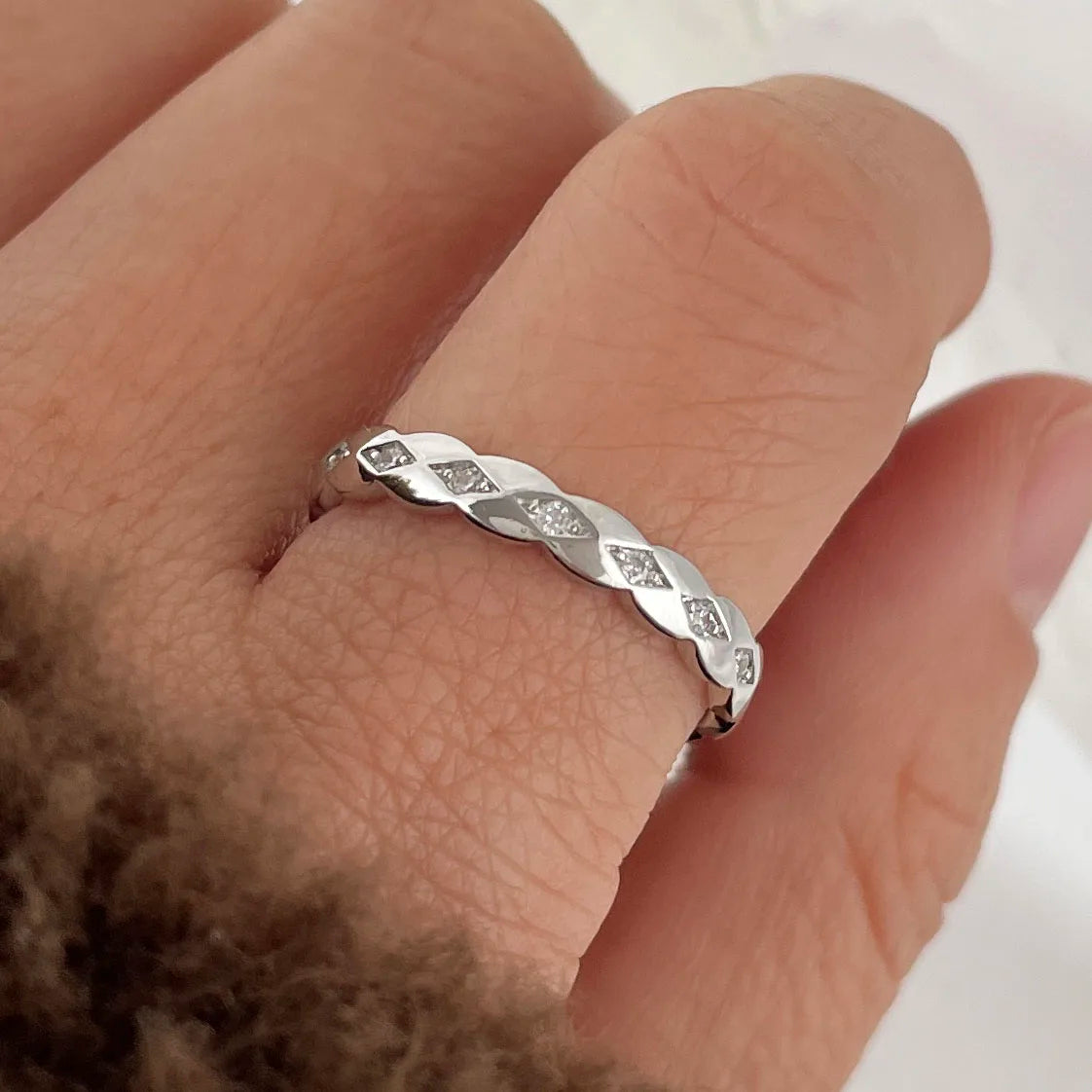 925 Sterling Silver Rings for Women Couple Minimalist Handmade Simple Gold Zircon Ring Party Jewelry Gift Prevent Allergy