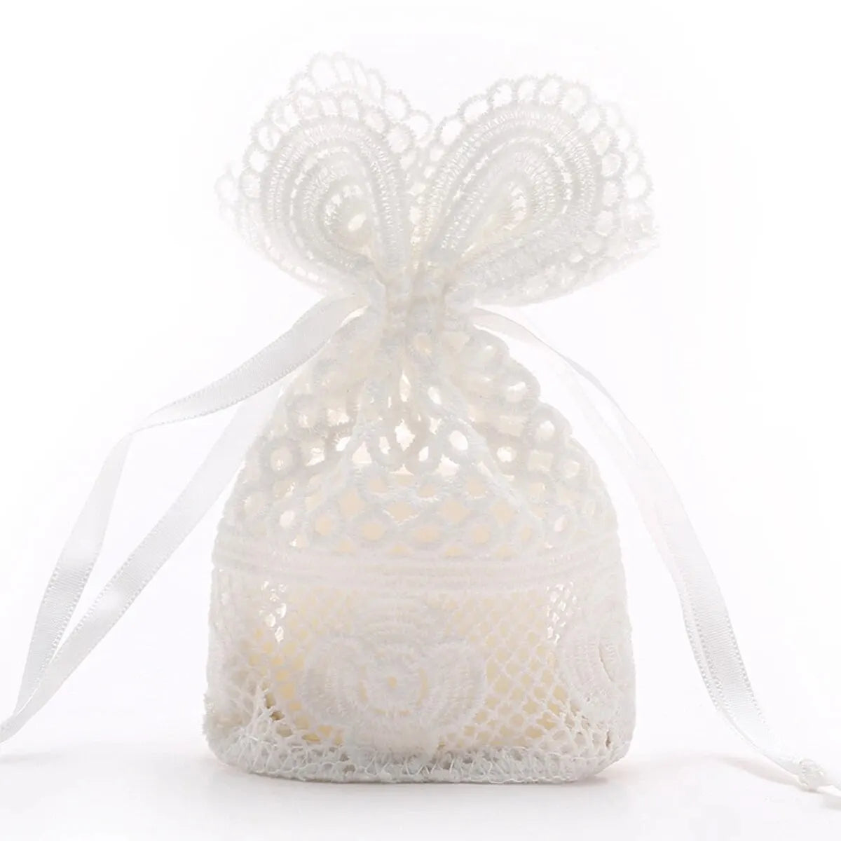 10x14cm White Small Hole Lace Bag Ornaments Storage Bag Jewelry Boxes and Packaging Organizer Milk Silk Creative Drawstring Bag