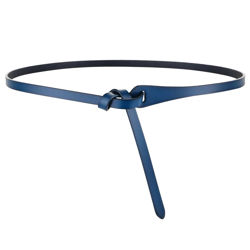 Luxury Women Knotted Thin Belts Cow Genuine Leather Fashion Design Strap Female Quality Waist belt For Skirt