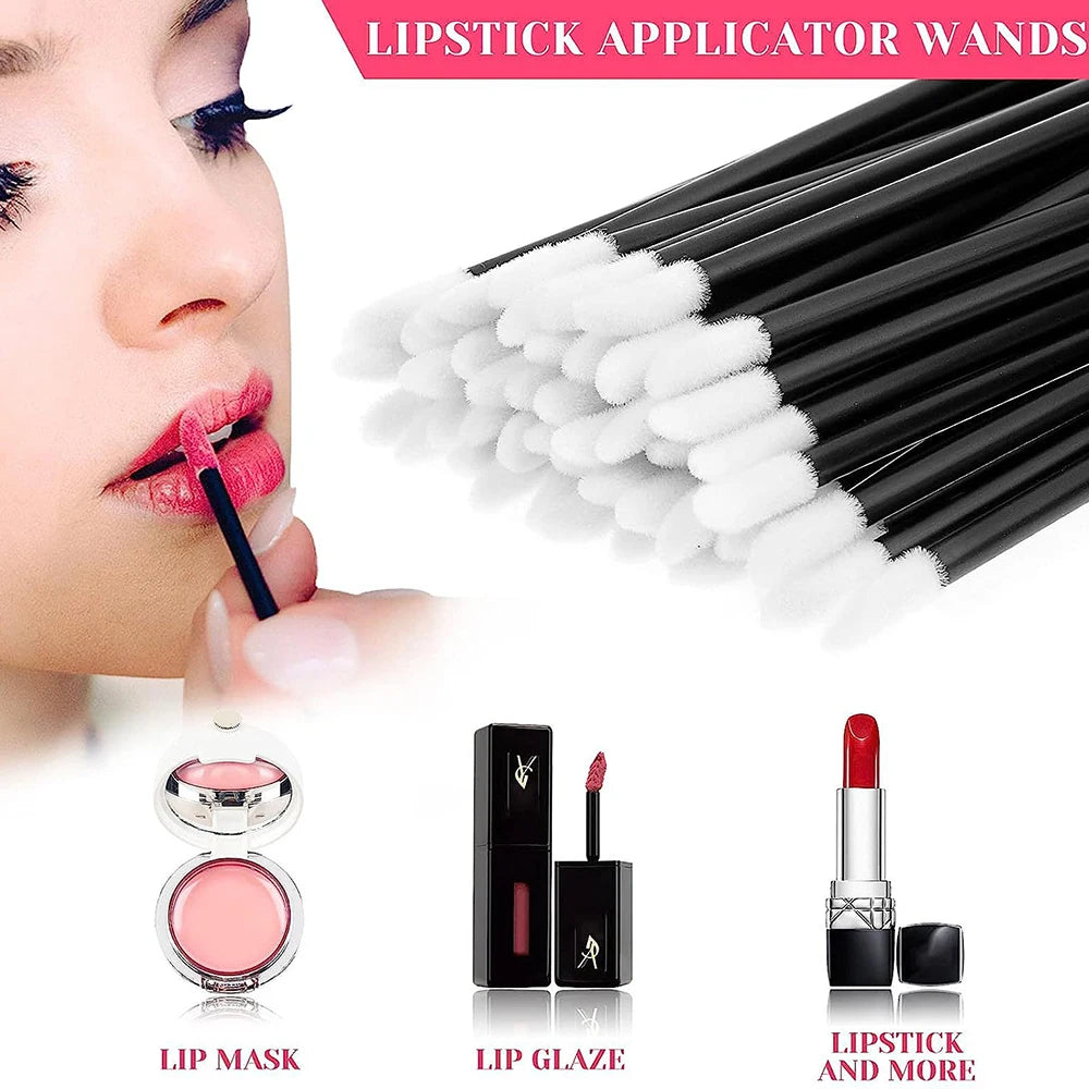 100PCS Disposable Lip Brushes Makeup Brush Eyelashes Extension Applicator Lipstick Wands Set Cosmetic Colourful Make Up Tools