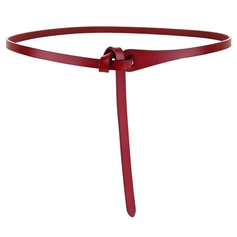Luxury Women Knotted Thin Belts Cow Genuine Leather Fashion Design Strap Female Quality Waist belt For Skirt