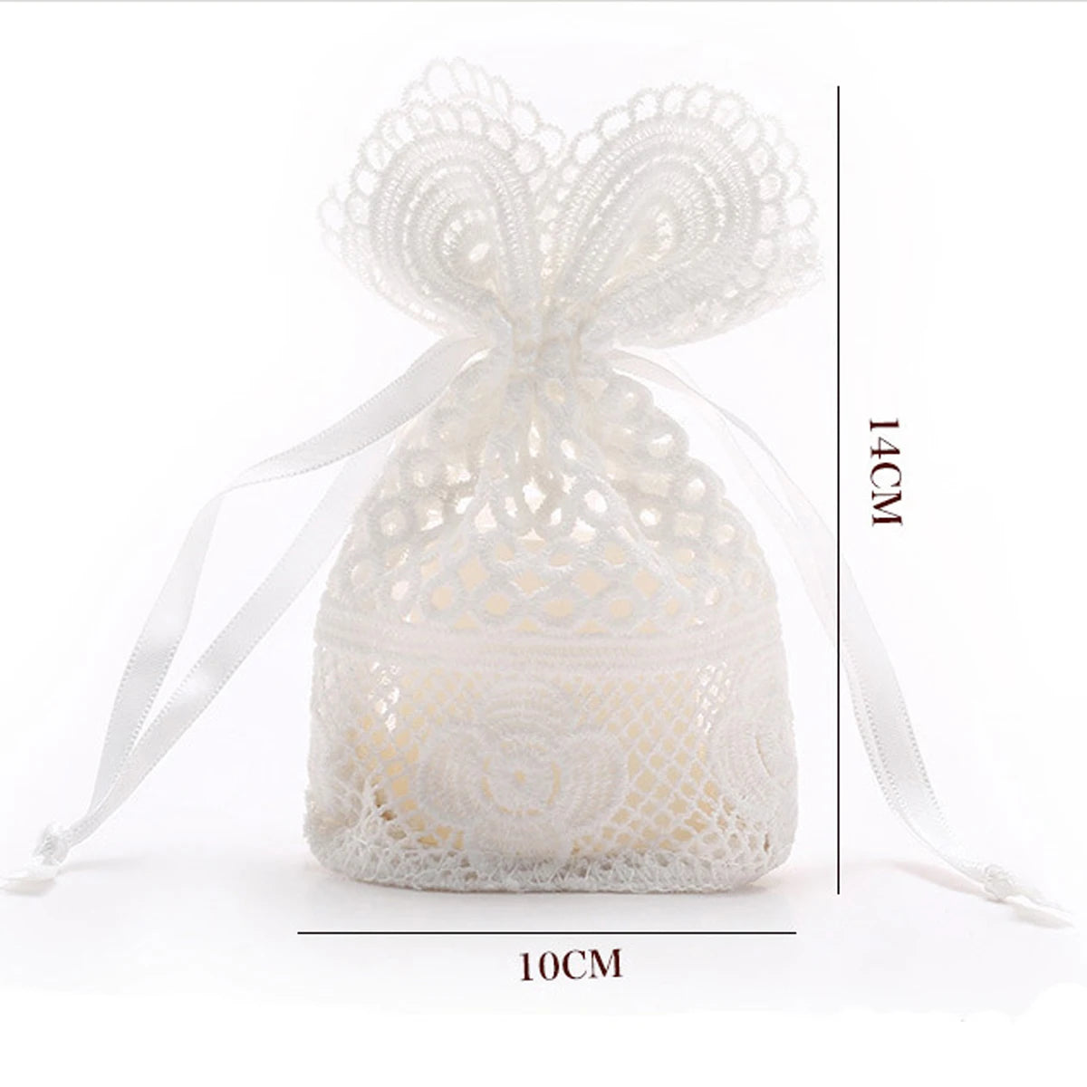 10x14cm White Small Hole Lace Bag Ornaments Storage Bag Jewelry Boxes and Packaging Organizer Milk Silk Creative Drawstring Bag
