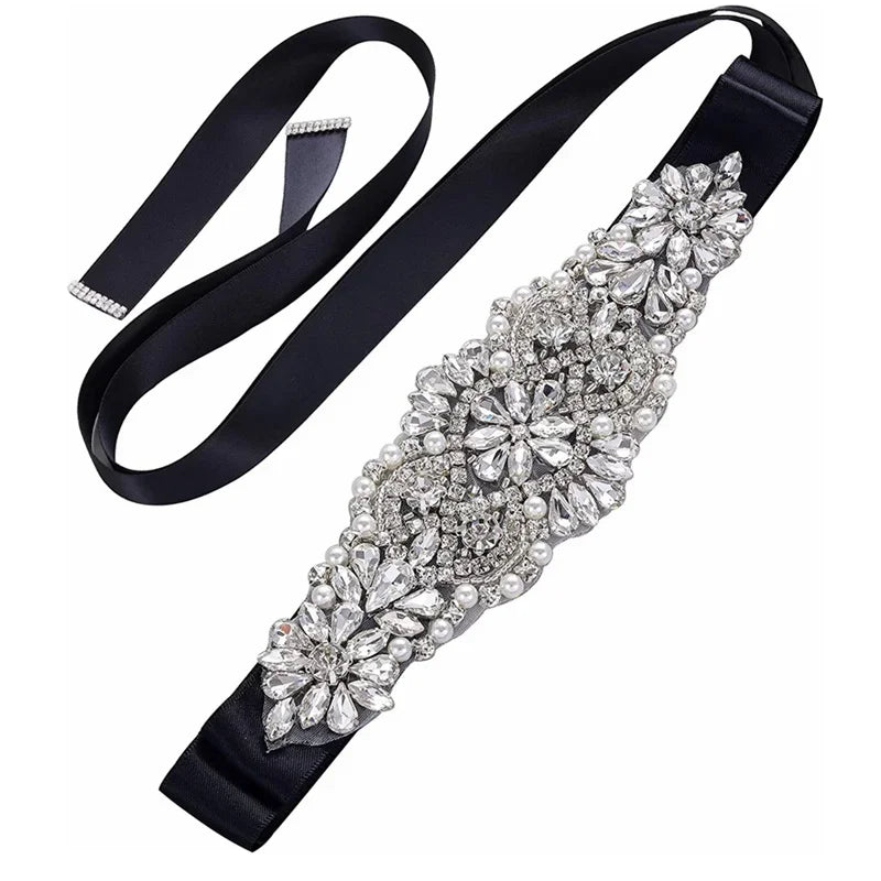 JLZXSY Handmade Pearl Rhinestone Belt Bridesmaid Bridal Sash Belts for Wedding Dresses Designer Crystal Belts