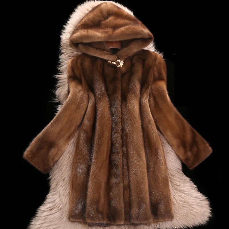 Autumn and winter new special special lady fur coat imitation mink hair long jacket in Europe and the United States large cap