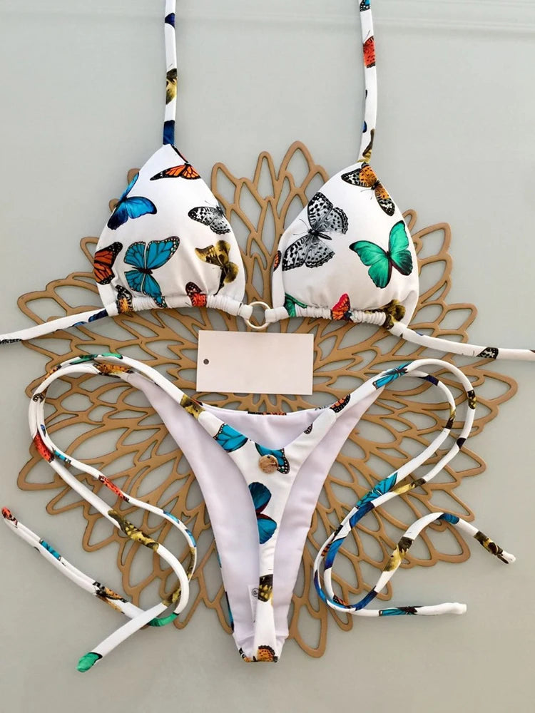 OIINAA Bikini Set Women Swimsuit Two-Piece Chic Cheetah Print Female Sexy Swimwear Lace Up Bathing Summer 2025 Fashion Beachwear