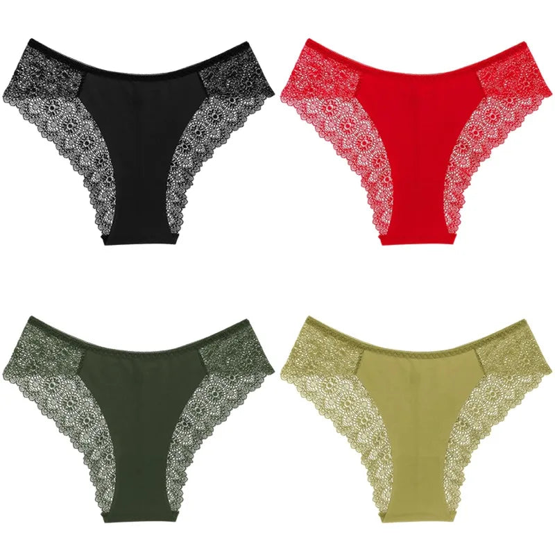 TrowBridge 4PCS/Set Women's Panties Fashion Elegant Lace Underwear Sexy Lingerie Female Breathable Briefs Comfortable Underpants