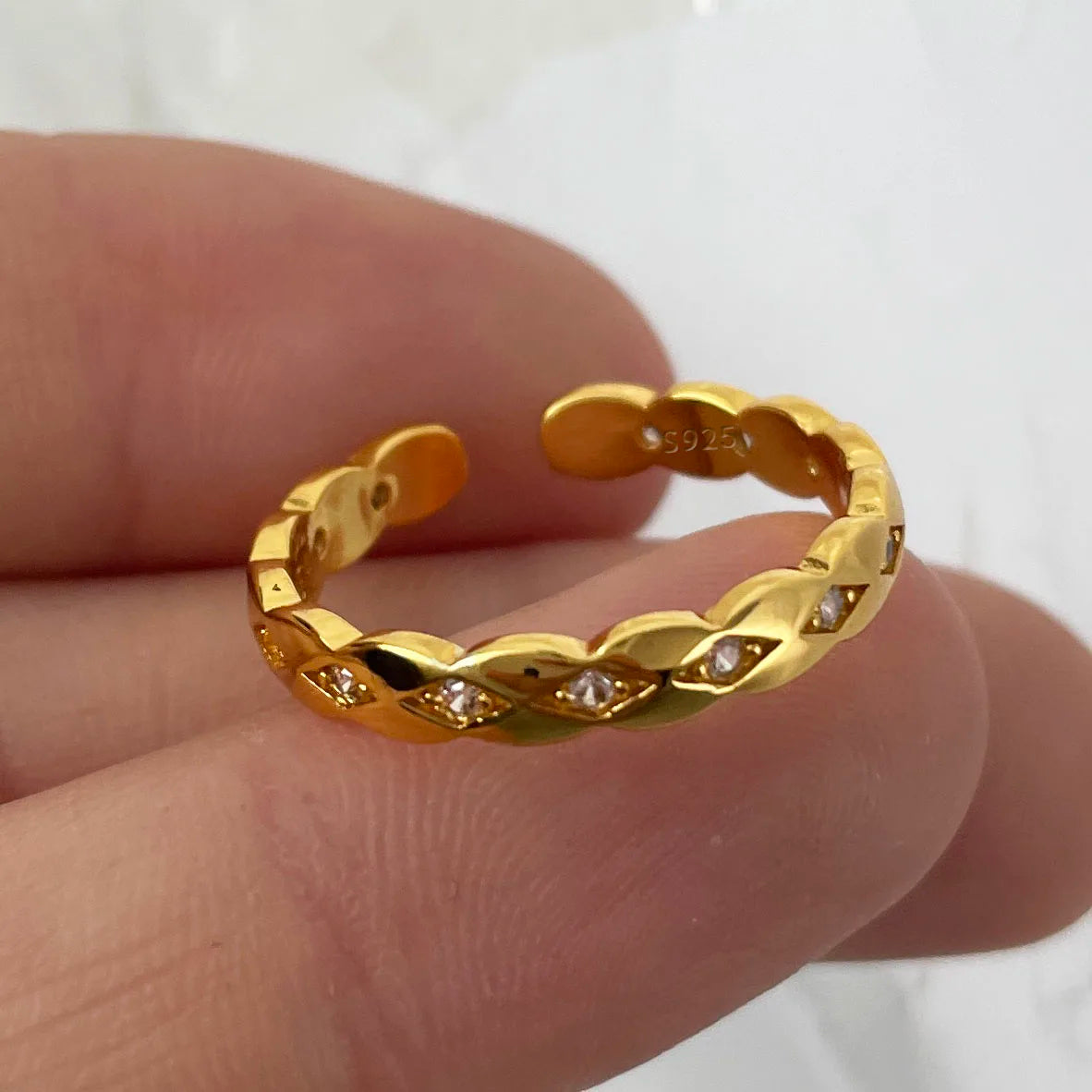 925 Sterling Silver Rings for Women Couple Minimalist Handmade Simple Gold Zircon Ring Party Jewelry Gift Prevent Allergy
