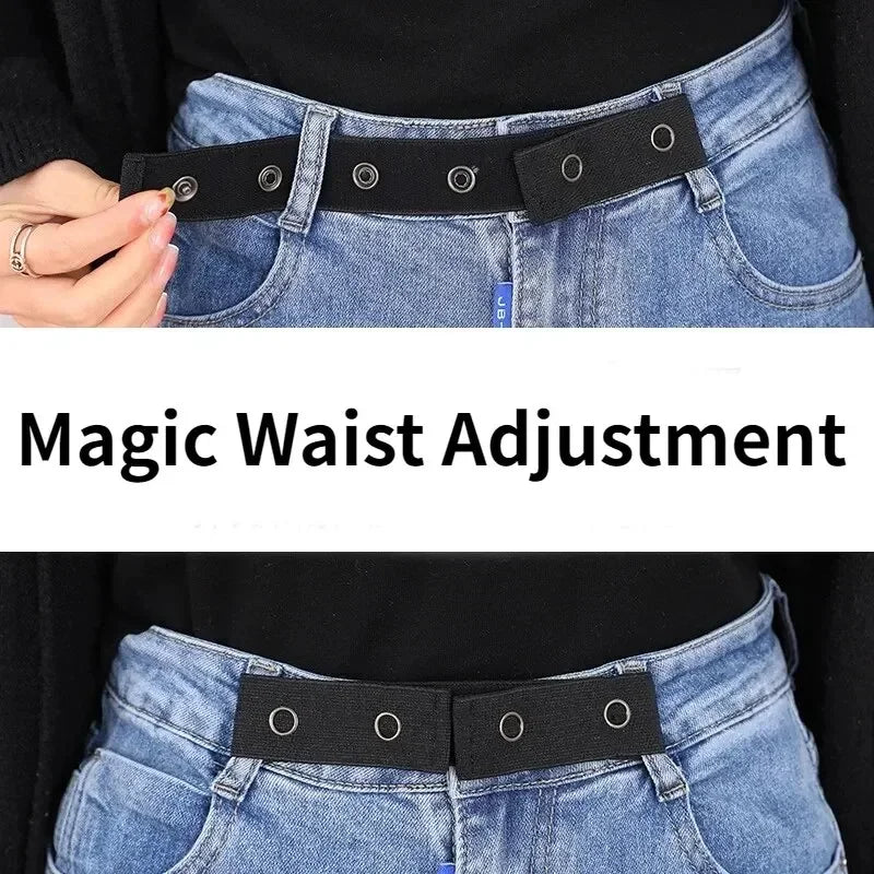 Invisible Jeans Belt Buckle Free Elastic Women's Belt Buckle Extension Elastic Expansion Adjustment Buckle Elastic Men Lazy Belt
