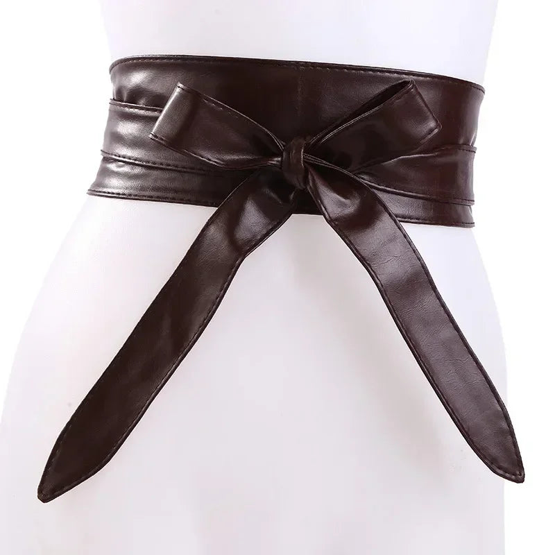 Women's Girdles Fashionable PU Wide Belts Solid Color Beautiful Belts Woman Tight Girdles Apparel Accessories