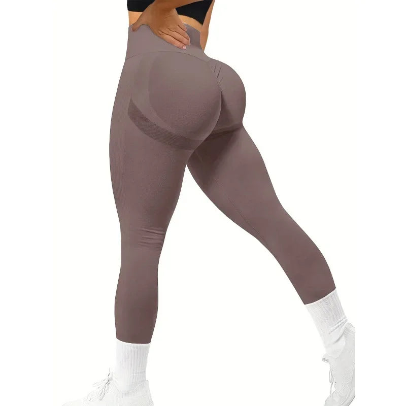 High Elastic Fitness Leggings Women Seamless Leggings High Waist Butt Lift Gym Trainning Running Yoga Slim Fashion Solid Tights