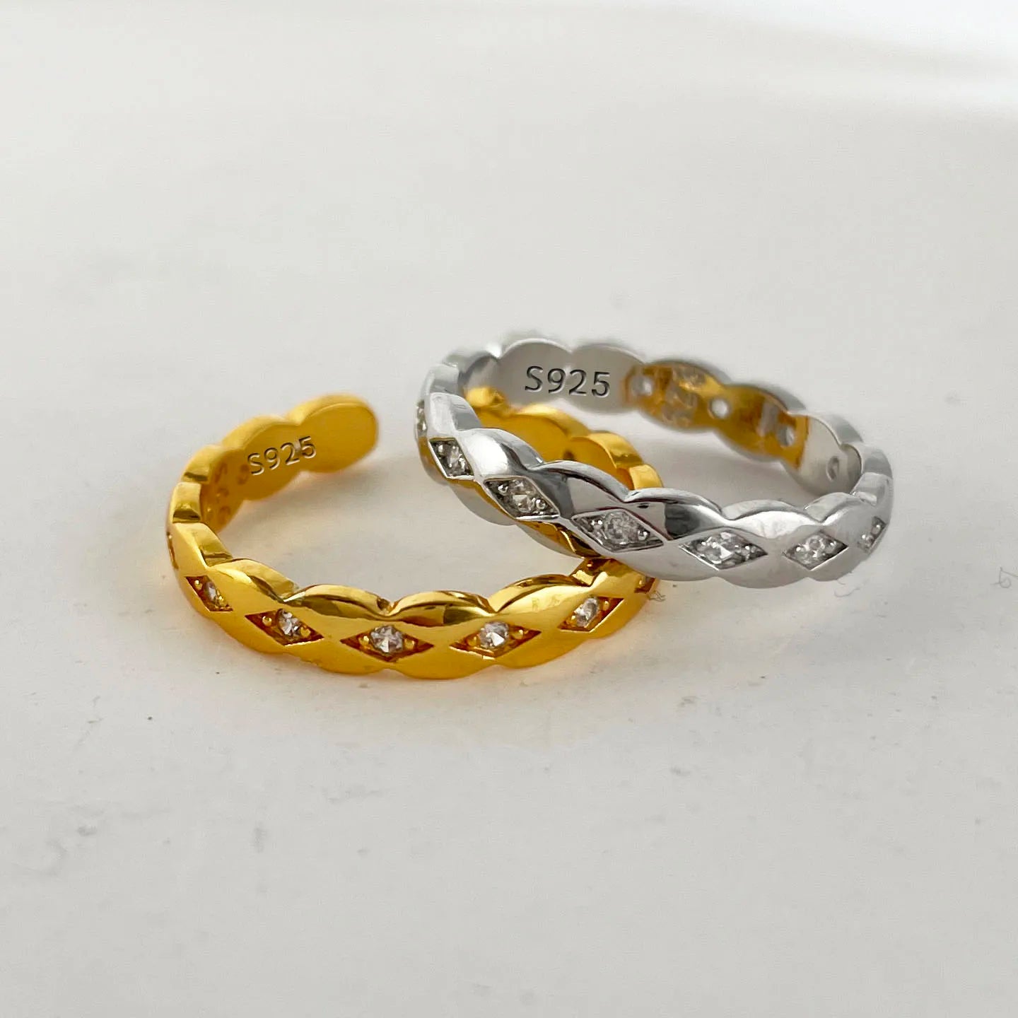 925 Sterling Silver Rings for Women Couple Minimalist Handmade Simple Gold Zircon Ring Party Jewelry Gift Prevent Allergy