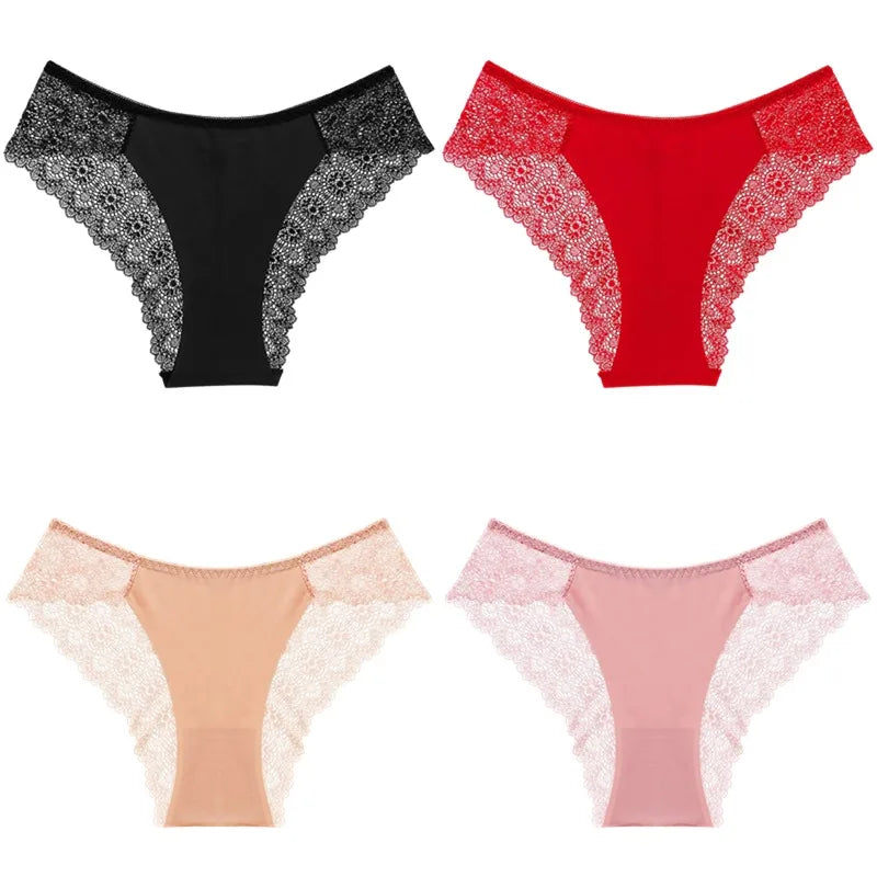 TrowBridge 4PCS/Set Women's Panties Fashion Elegant Lace Underwear Sexy Lingerie Female Breathable Briefs Comfortable Underpants