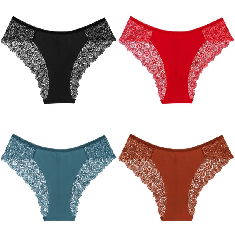 TrowBridge 4PCS/Set Women's Panties Fashion Elegant Lace Underwear Sexy Lingerie Female Breathable Briefs Comfortable Underpants