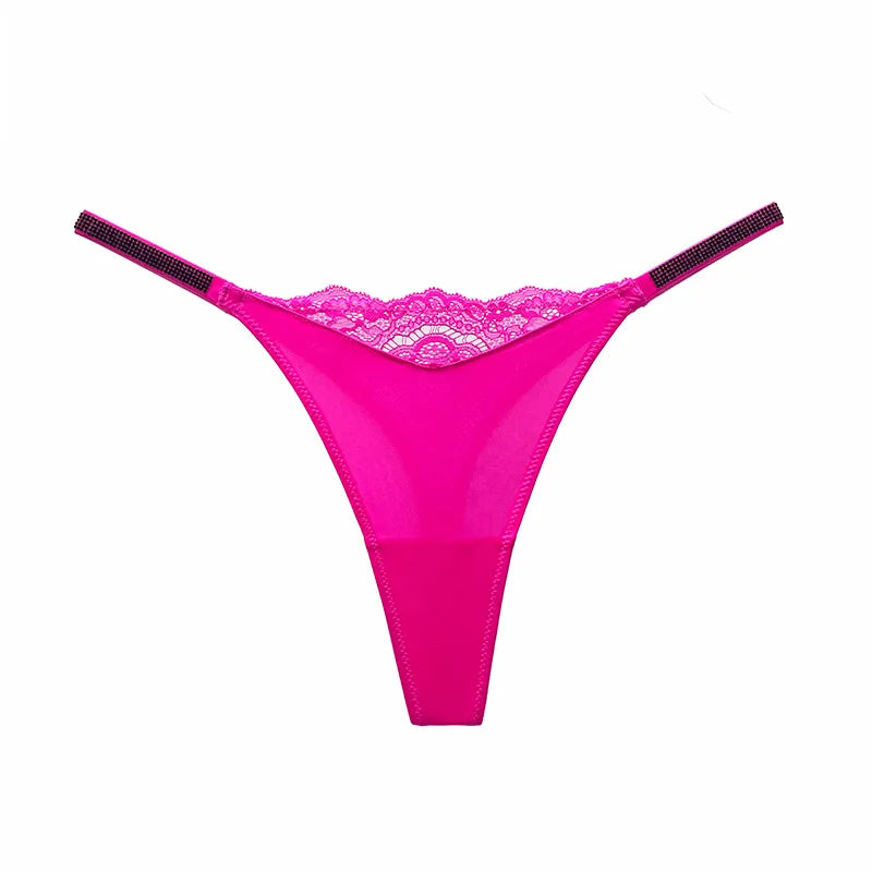 Sexy Lingerie Underwear Thong LOVE Rhinestone LACE G-String Diamond Pink Fashion Female Beachwear T-Back Fitness Women Panties