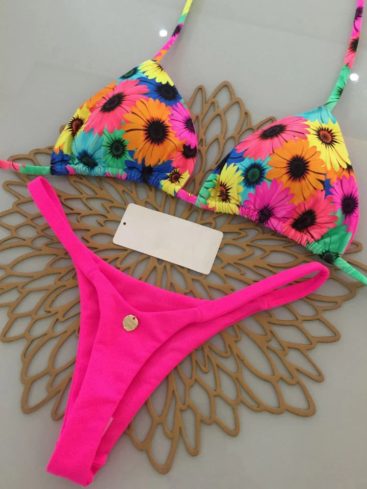 OIINAA Bikini Set Women Swimsuit Two-Piece Chic Cheetah Print Female Sexy Swimwear Lace Up Bathing Summer 2025 Fashion Beachwear