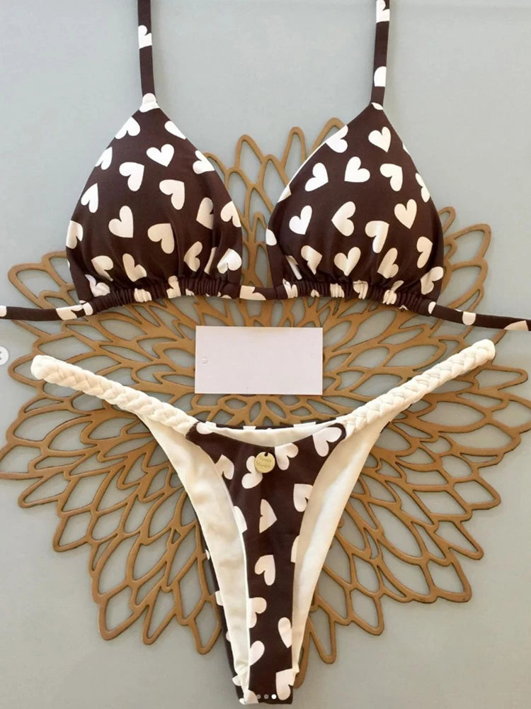 OIINAA Bikini Set Women Swimsuit Two-Piece Chic Cheetah Print Female Sexy Swimwear Lace Up Bathing Summer 2025 Fashion Beachwear