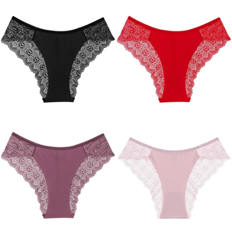 TrowBridge 4PCS/Set Women's Panties Fashion Elegant Lace Underwear Sexy Lingerie Female Breathable Briefs Comfortable Underpants