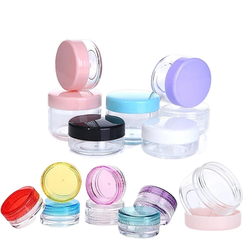 10Pcs Empty 2/3/5/10/15/20g Small Clear Plastic Cosmetic Jars w/ Lids Mini Travel Make Up Pots Container For Face Cream Lip Balm